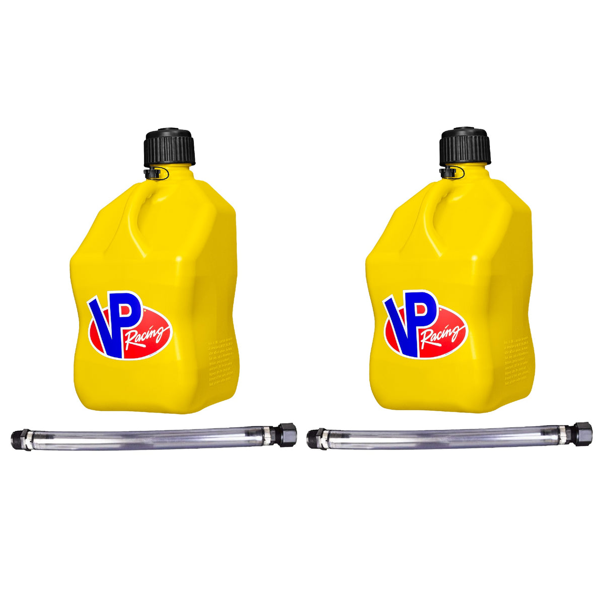 VP Racing Fuels Motorsport 5.5 Gallon Utility Jugs with Hoses, Yellow (2 Pack)