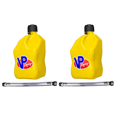 VP Racing Fuels Motorsport 5.5 Gallon Utility Jugs with Hoses, Yellow (2 Pack)