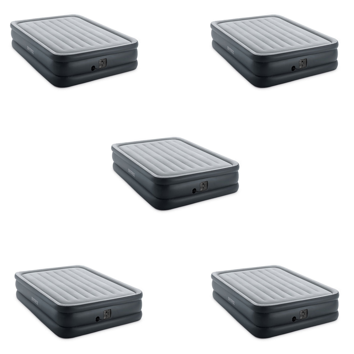 Intex Queen Dura Beam Essential Air Mattress w/ Built-in Electric Pump (5 Pack)