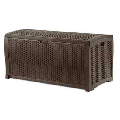 Suncast Wicker Outdoor Storage & Seat & Wicker Outdoor Patio Storage Deck Box - VMInnovations