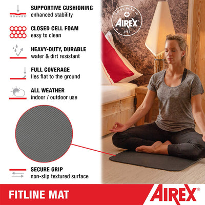 Airex Fitline 140 Closed Cell Foam Fitness Mat for Gym Use, Pink (Open Box)