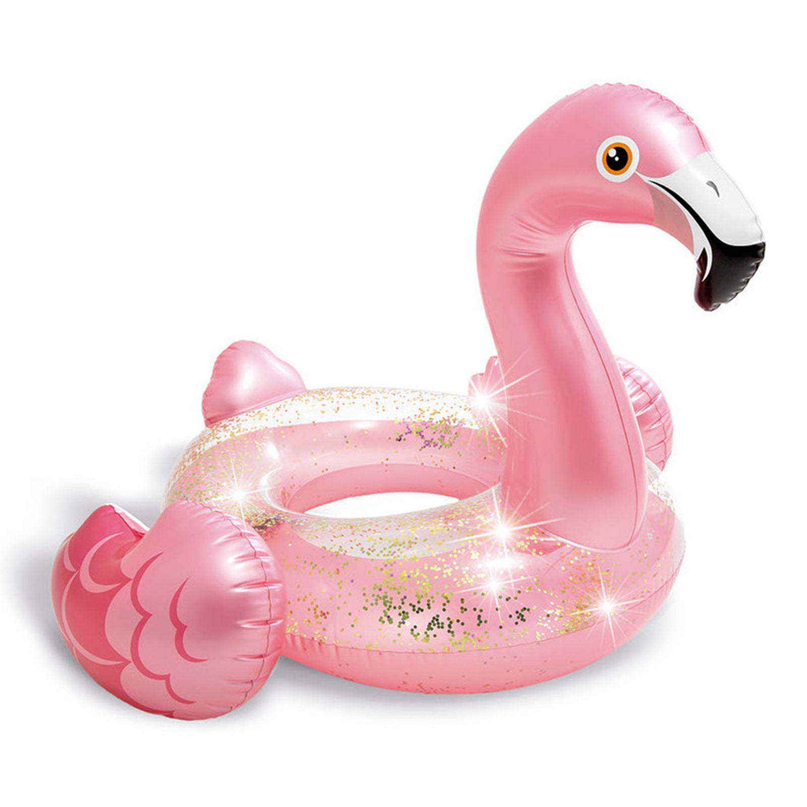 Intex Sparkling Glitter Filled 12 Gauge Vinyl Flamingo Inflatable Pool Swim Tube - VMInnovations
