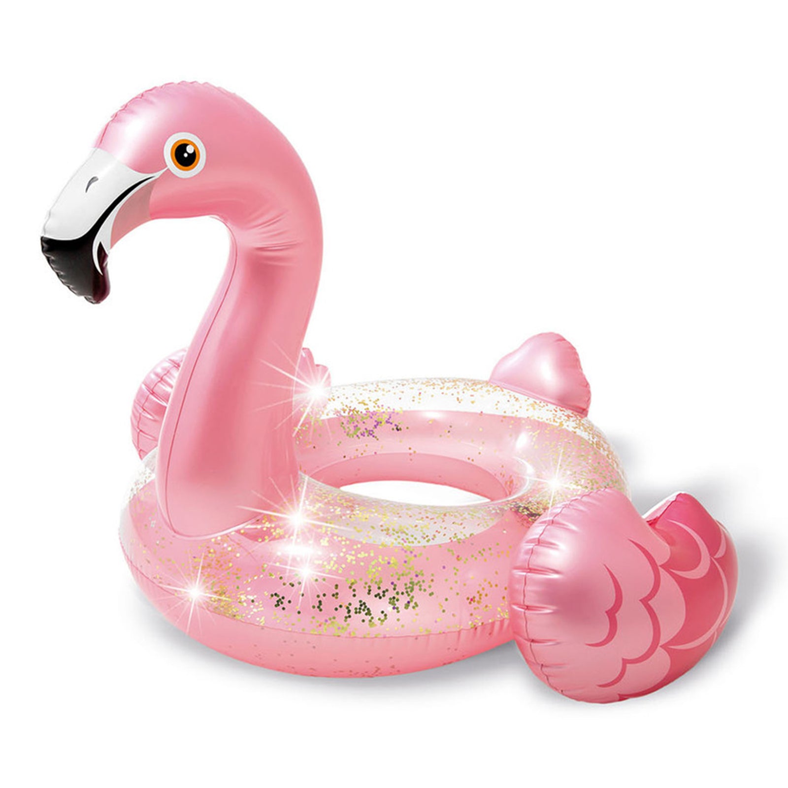 Intex Sparkling Glitter Filled 12 Gauge Vinyl Flamingo Inflatable Pool Swim Tube - VMInnovations