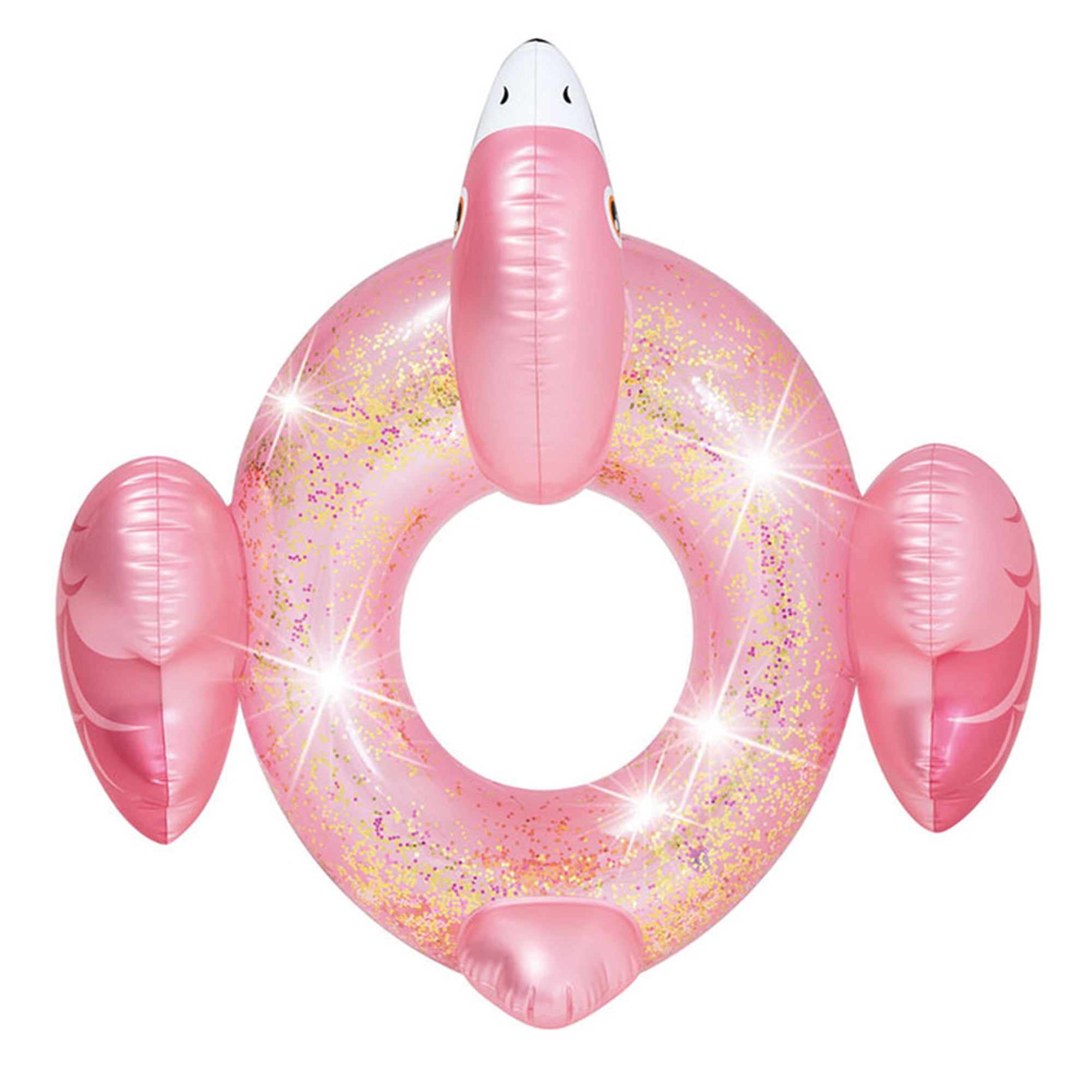 Intex Sparkling Glitter Filled 12 Gauge Vinyl Flamingo Inflatable Pool Swim Tube - VMInnovations