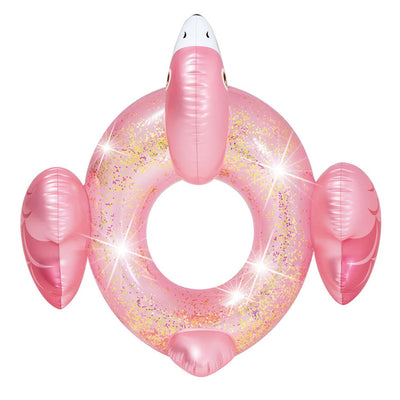 Intex Sparkling Glitter Filled 12 Gauge Vinyl Flamingo Inflatable Pool Swim Tube - VMInnovations