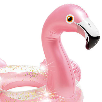 Intex Sparkling Glitter Filled 12 Gauge Vinyl Flamingo Inflatable Pool Swim Tube - VMInnovations