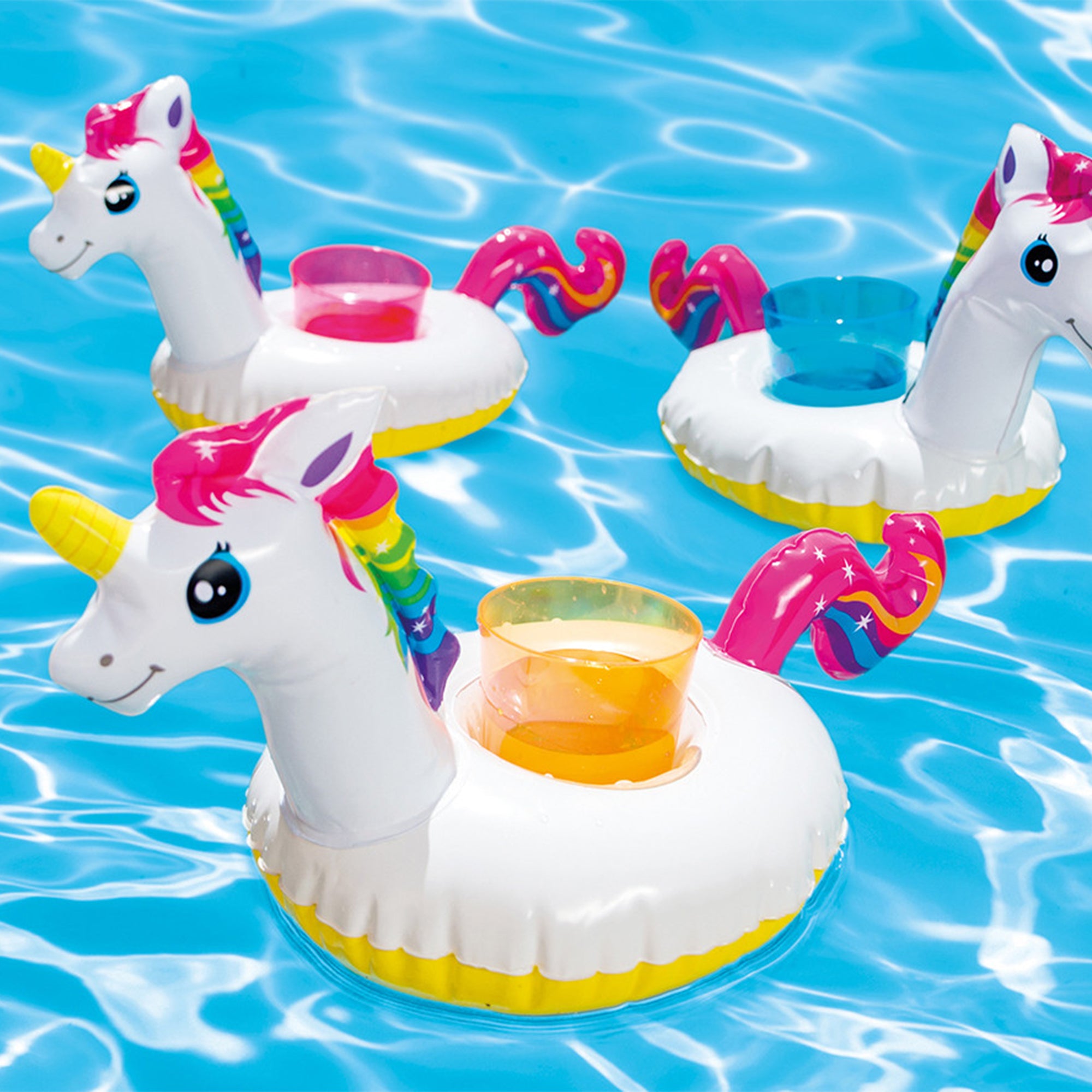 Intex 16 x 8 Inch Vinyl Floating Unicorn Drink Floaties (3 Pk) (Open Box) - VMInnovations