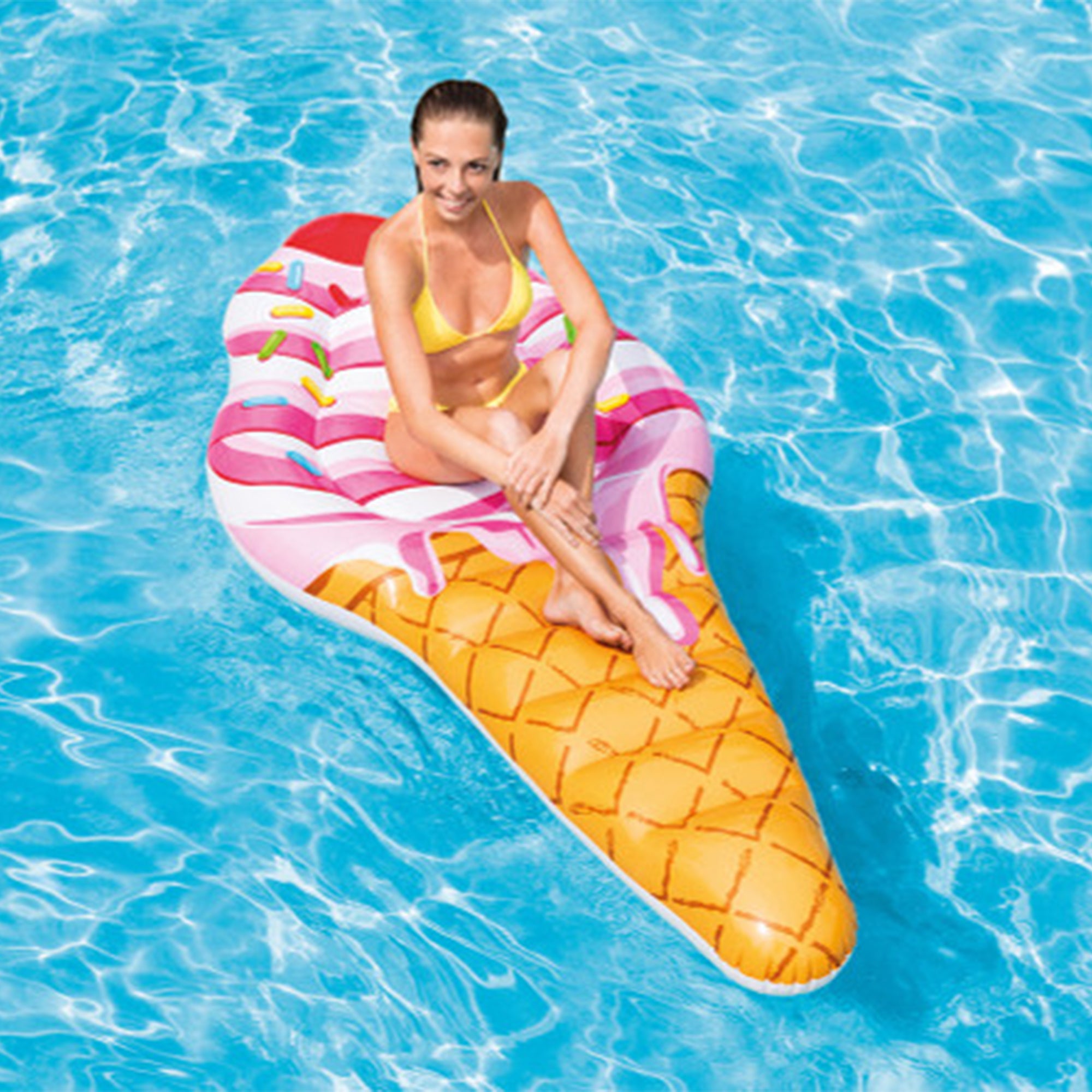 Intex Sprinkle Ice Cream 12 Gauge Vinyl Pool Float, Supports 220lbs (Open Box) - VMInnovations