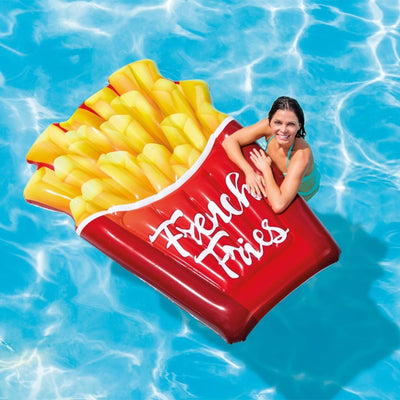 Intex French Fries Durable 12 Gauge Vinyl Inflatable Pool Float, Supports 220lbs