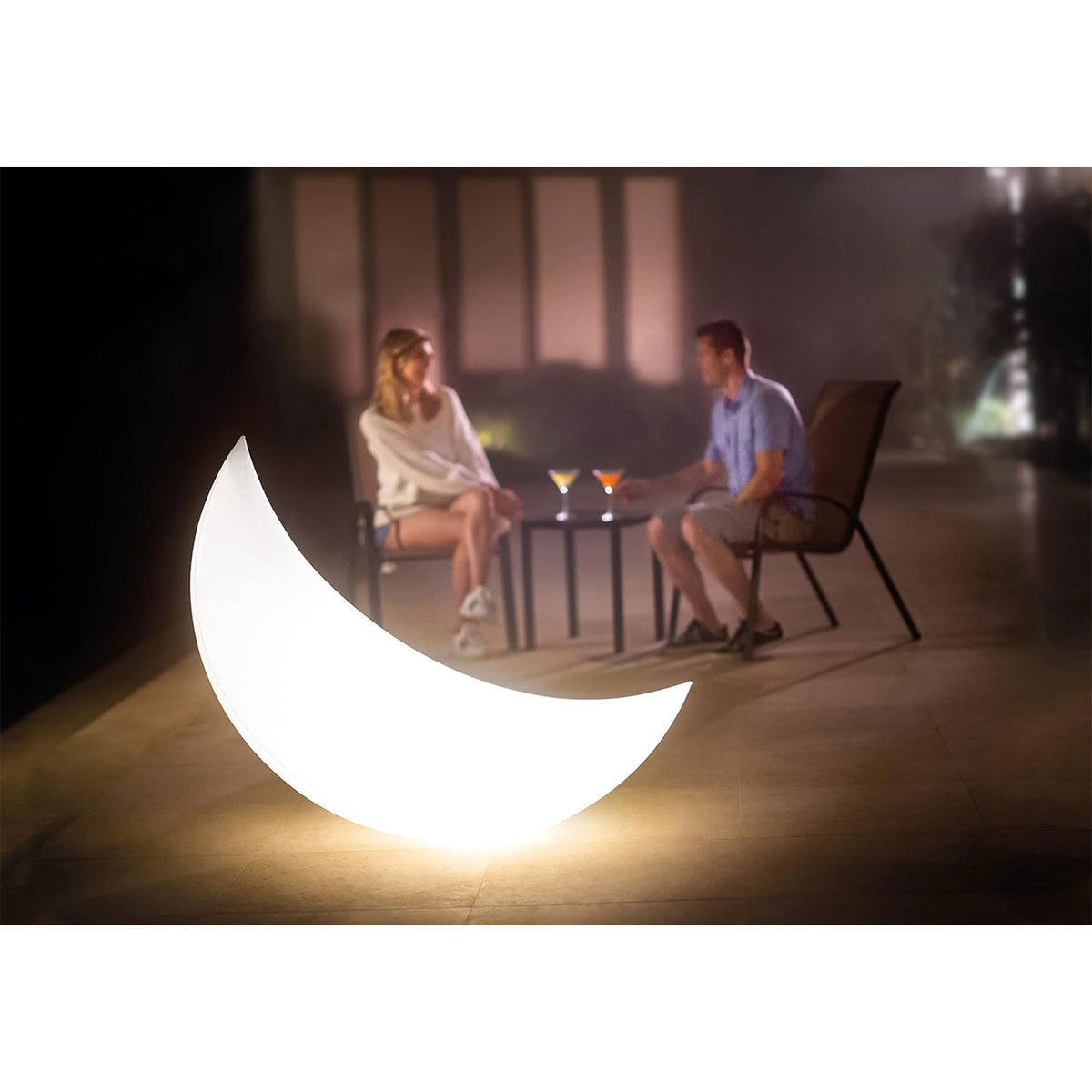 Intex Indoor/Outdoor Rechargeable Floating Crescent LED Decorative Accent Light