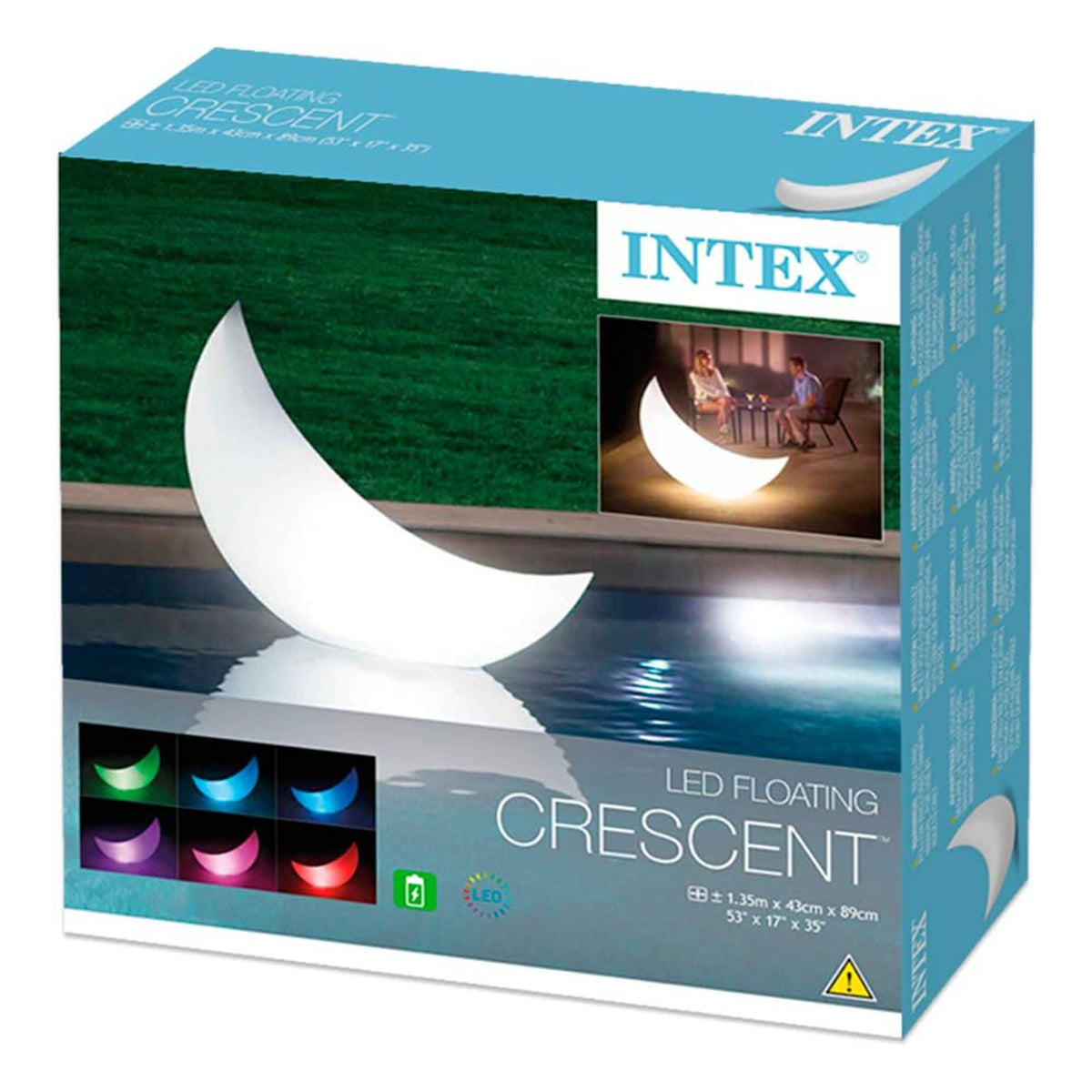 Intex Indoor/Outdoor Rechargeable Floating Crescent LED Decorative Accent Light