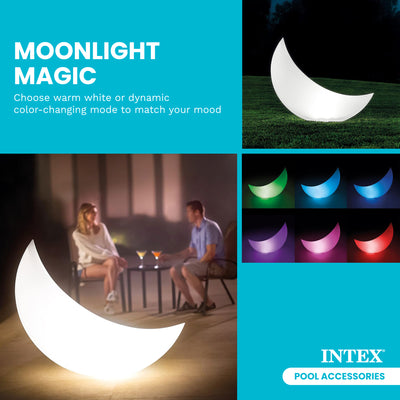 Intex Indoor/Outdoor Rechargeable Floating Crescent LED Decorative Accent Light