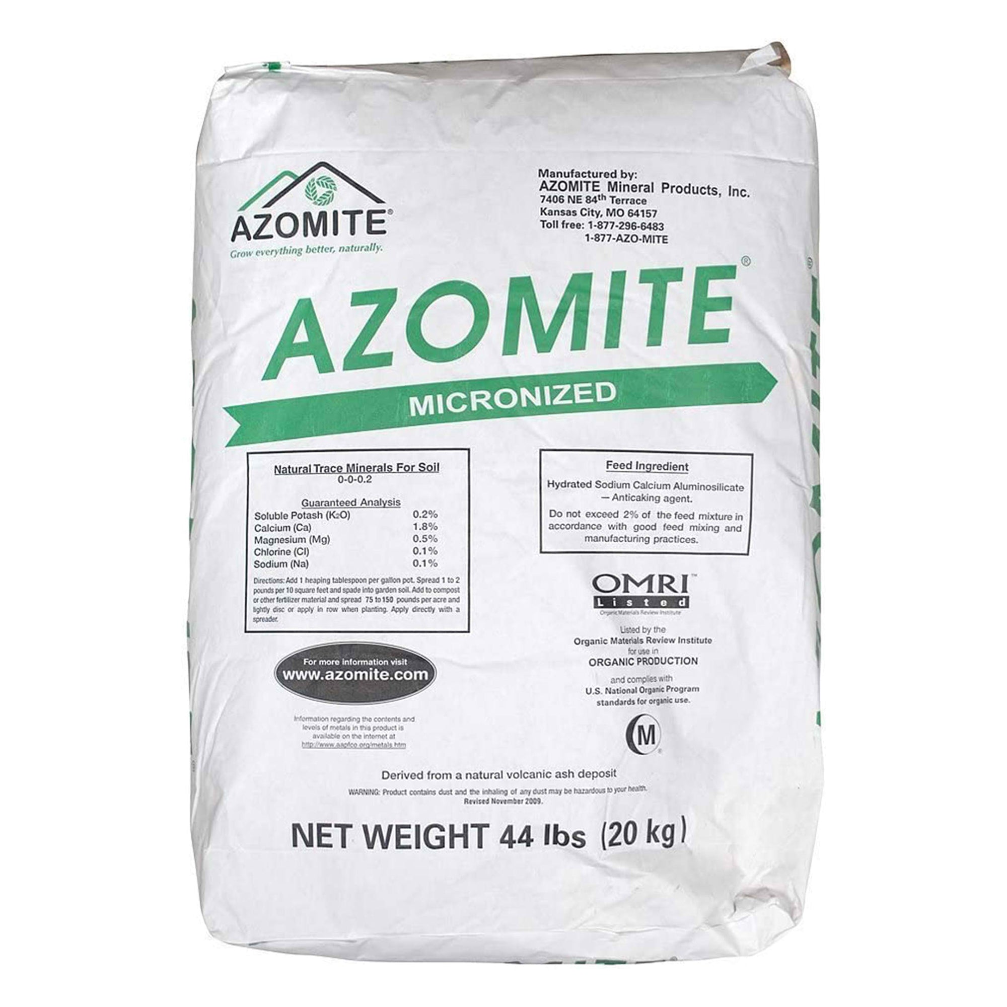 Azomite 44 lbs Micronized Organic Trace Mineral Soil Fertilizer Powder, (2 Pack)