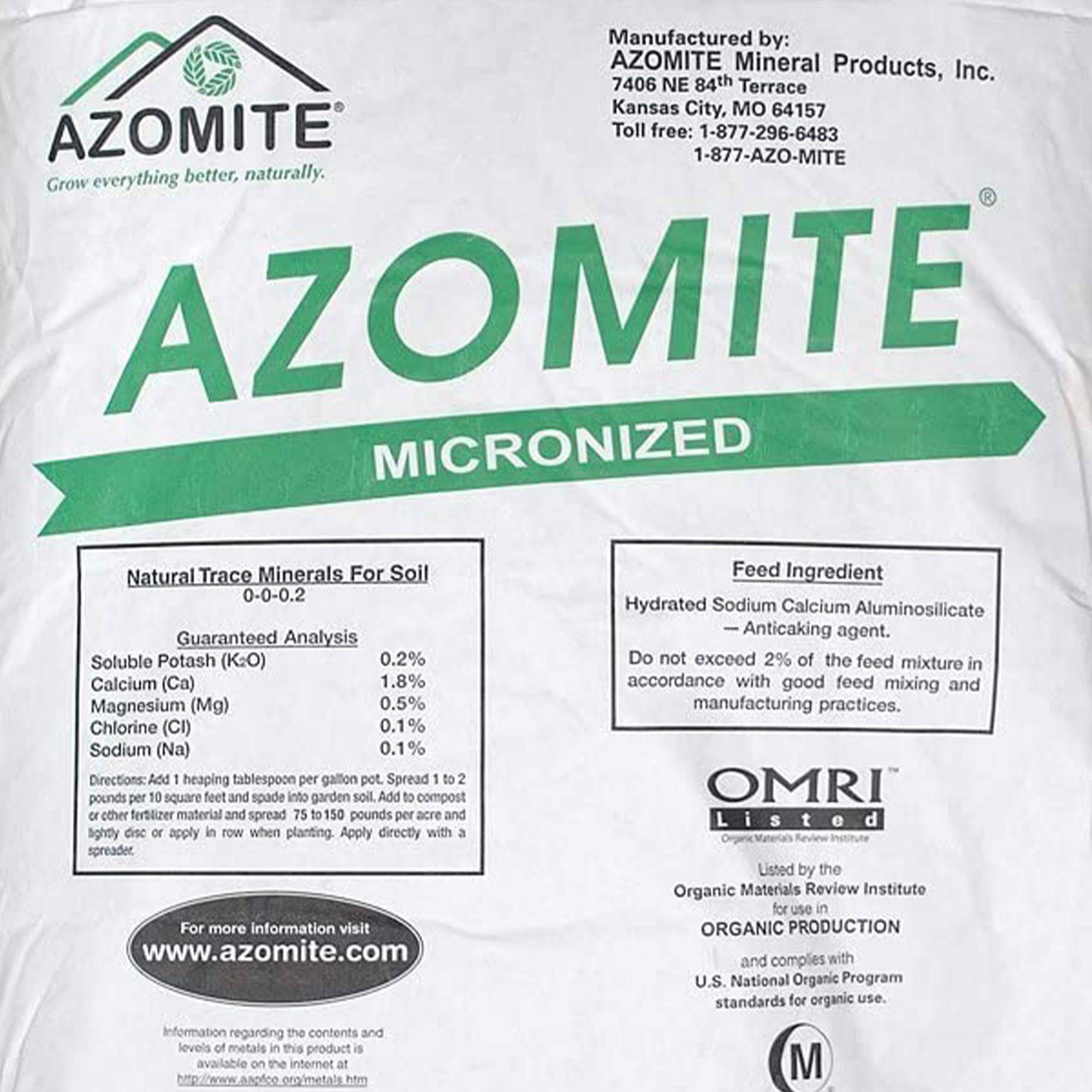 Azomite 44 lbs Micronized Organic Trace Mineral Soil Fertilizer Powder, (2 Pack)