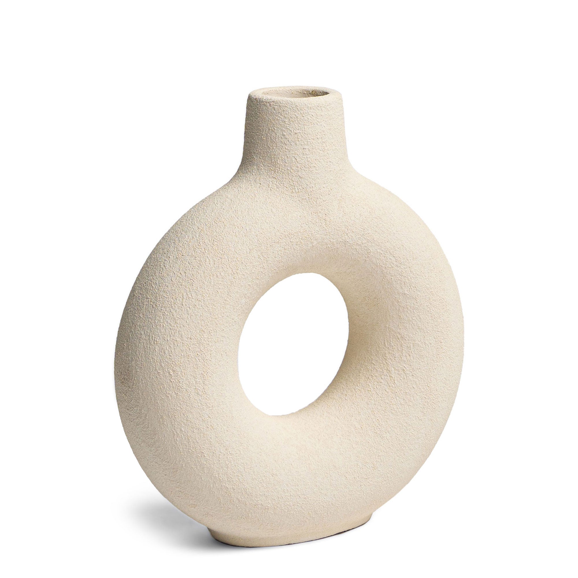 Villa Moda Oona Decorative Modern Ring Vase, Medium, White - VMInnovations