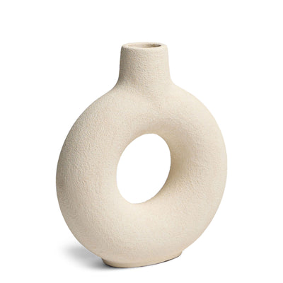 Villa Moda Oona Decorative Modern Ring Vase, Medium, White - VMInnovations