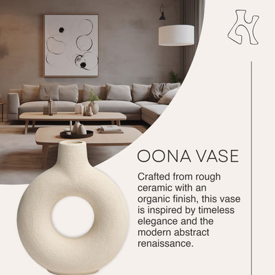 Villa Moda Oona Decorative Modern Ring Vase, Medium, White - VMInnovations
