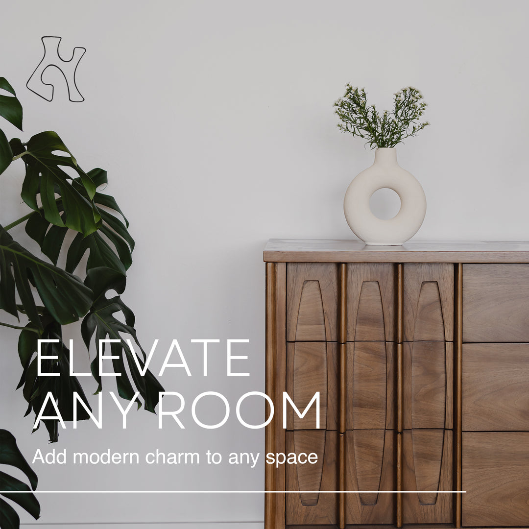 Villa Moda Oona Decorative Modern Ring Vase, Medium, White (Open Box) - VMInnovations