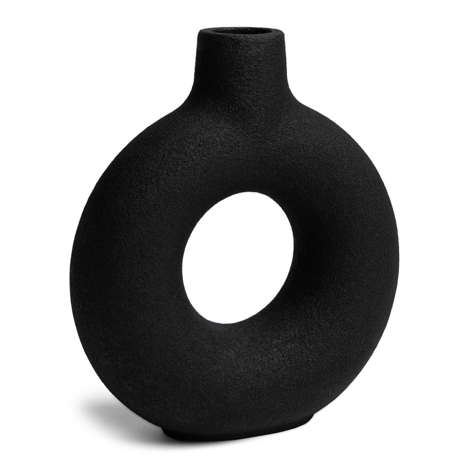 Villa Moda Oona Decorative Modern Ring Vase, Large, Black (Open Box) - VMInnovations
