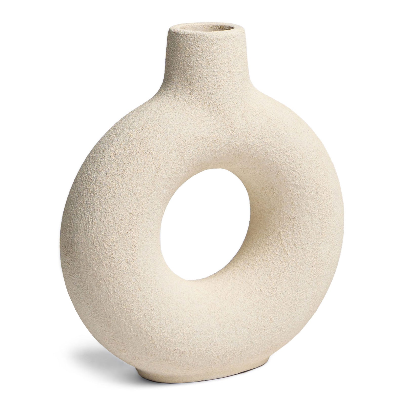 Villa Moda Oona Decorative Modern Ring Vase, Large, White - VMInnovations