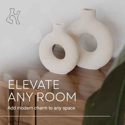 Villa Moda Oona Decorative Modern Ring Vase, Large, White - VMInnovations