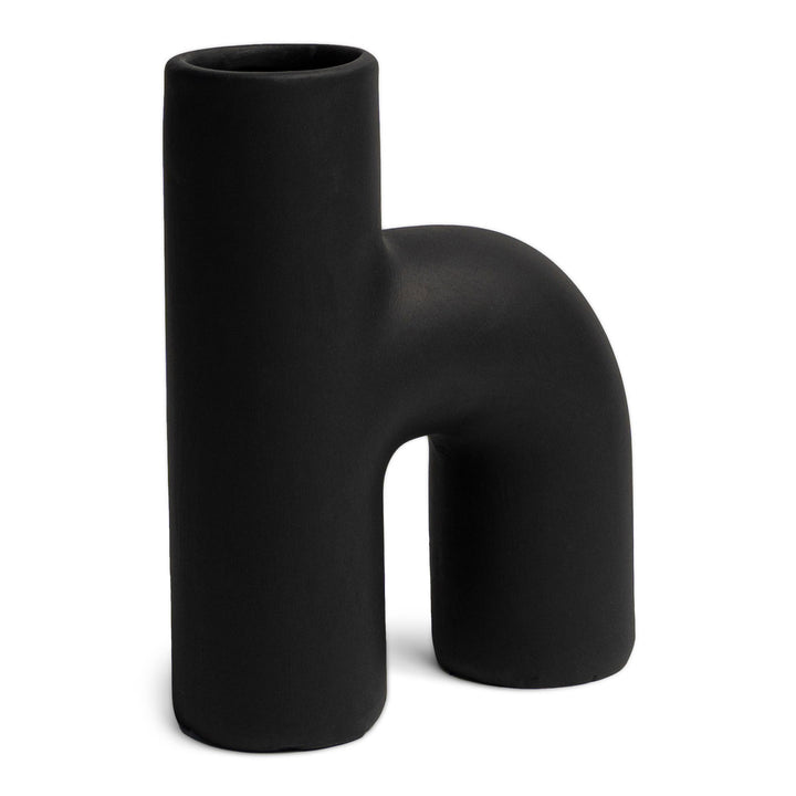Villa Moda Lila Abstract Sculptural Decorative Modern Vase, Black (Open Box)