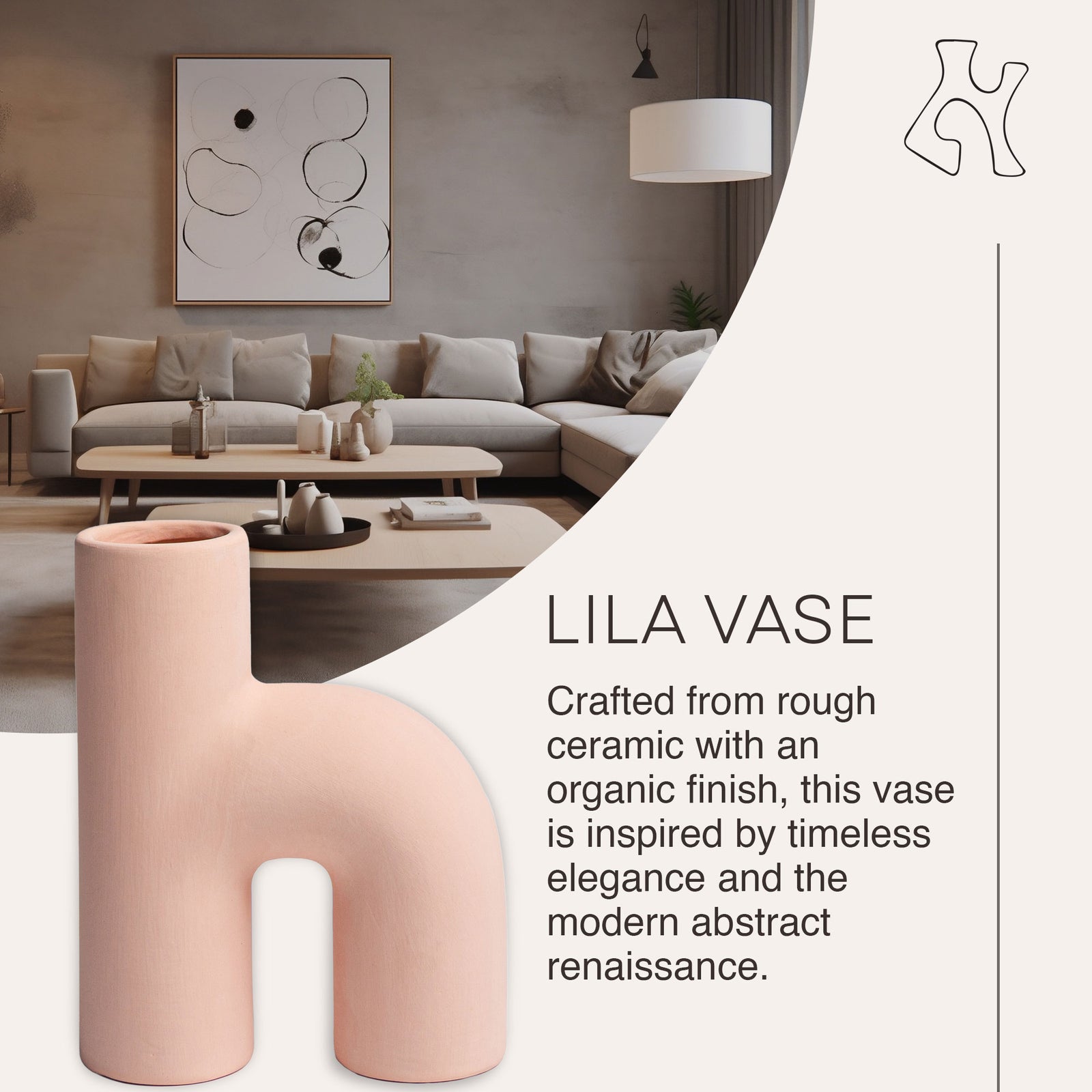 Villa Moda Lila Abstract Sculptural Decorative Modern Vase, Pink - VMInnovations