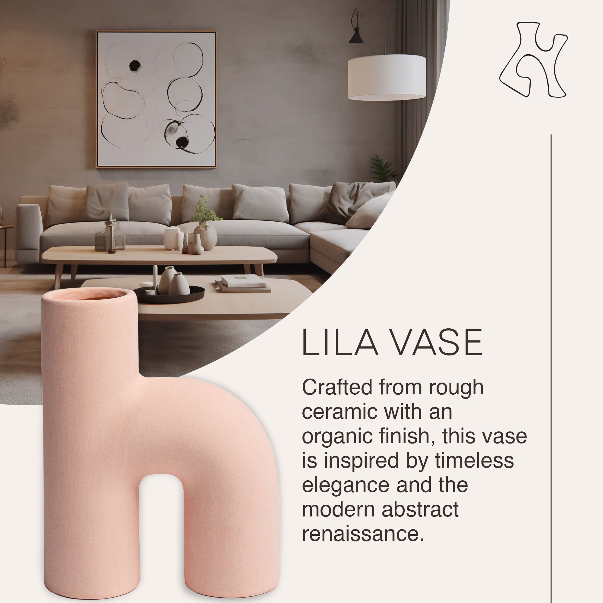 Villa Moda Lila Abstract Sculptural Decorative Modern Vase, Pink (Open Box) - VMInnovations