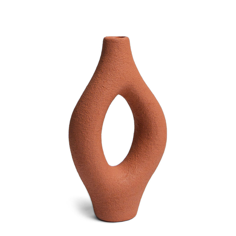 Villa Abstract Organic Decorative Modern Vase, Medium, Terracota (Open Box)