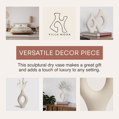 Villa Moda Emile Abstract Organic Decorative Modern Vase, Large, White - VMInnovations