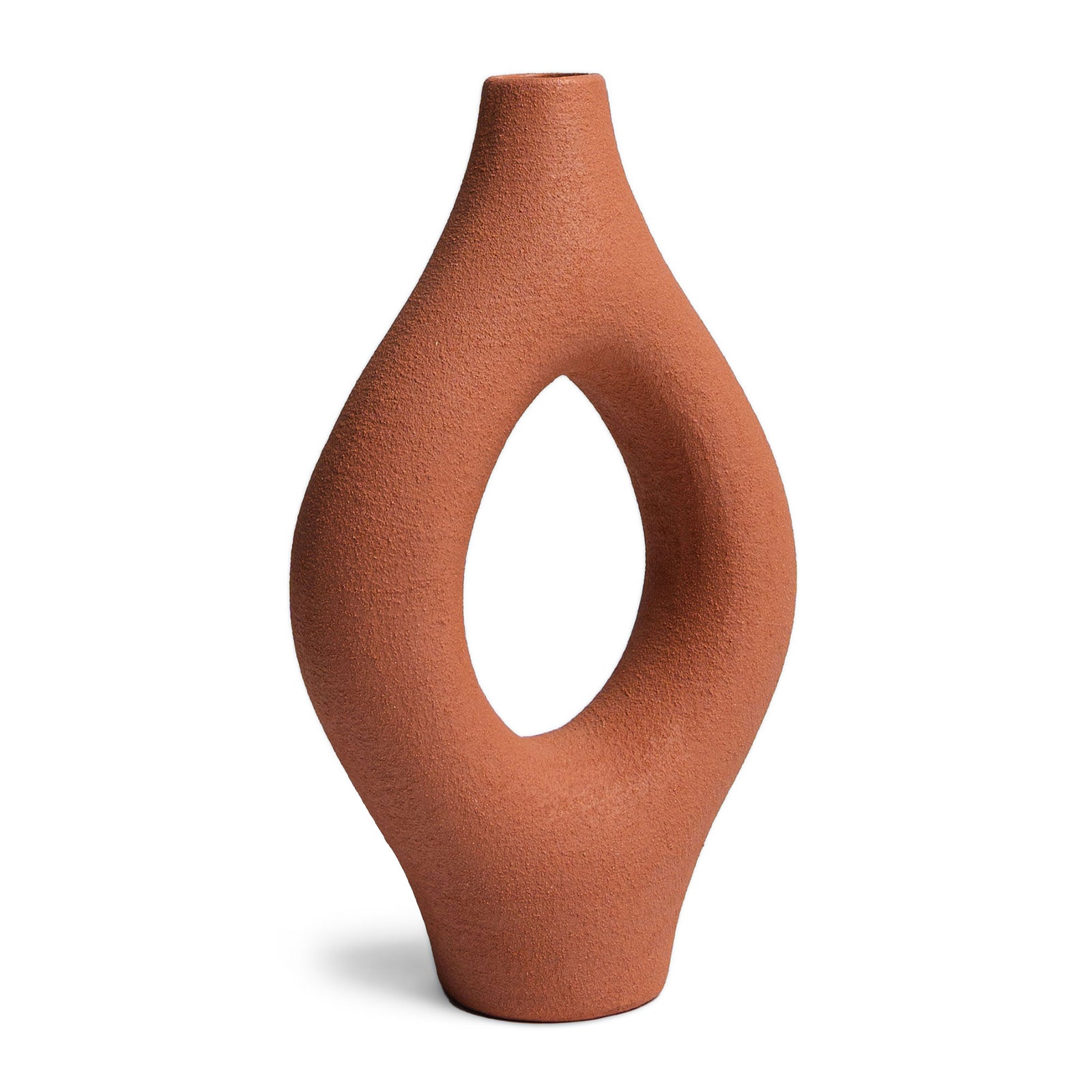 Villa Moda Emile Abstract Organic Decorative Vase, Large, Terracota (Open Box) - VMInnovations