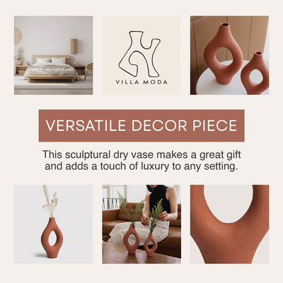 Villa Moda Emile Abstract Organic Decorative Vase, Large, Terracota (Open Box) - VMInnovations