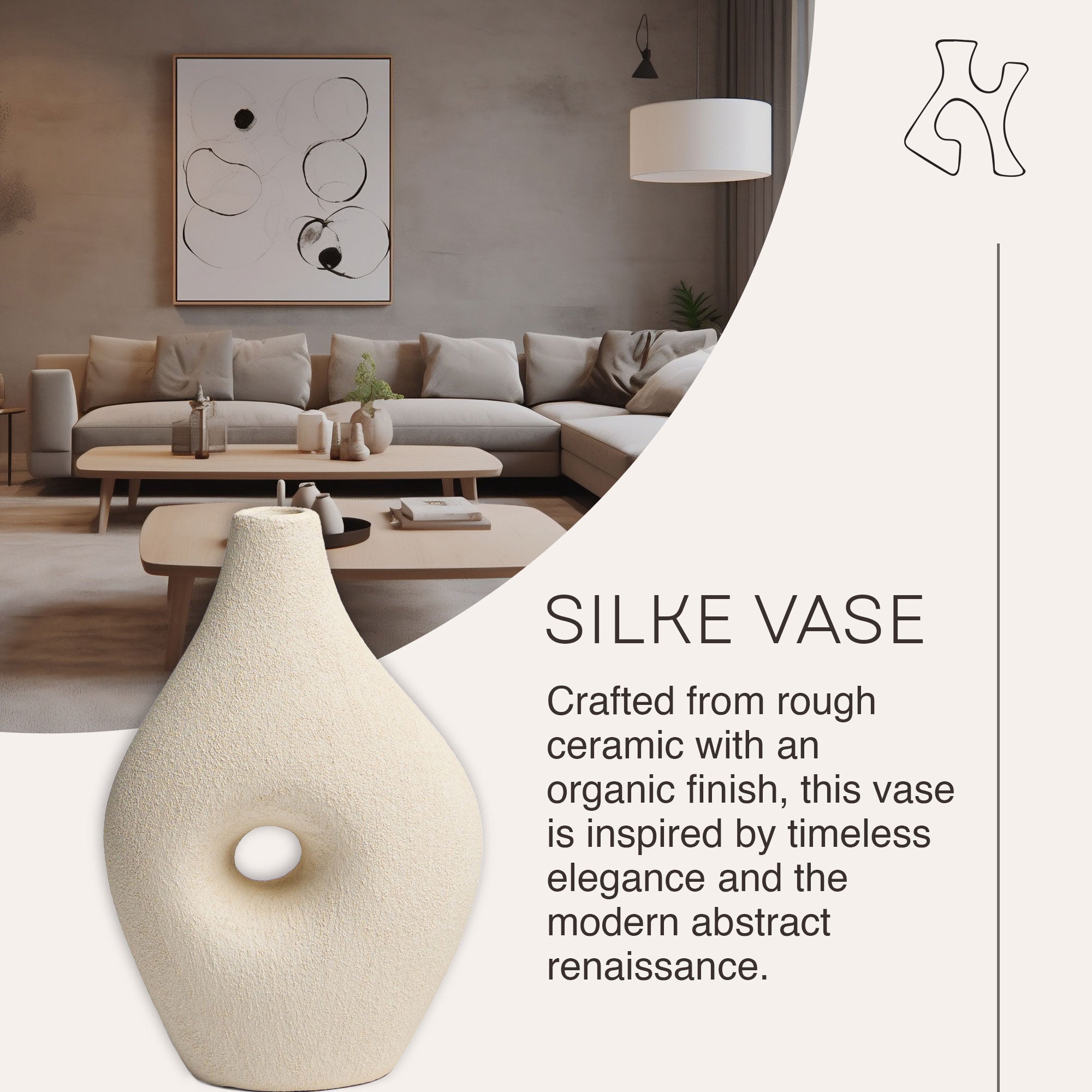 Villa Moda Silke Large Genie Decorative Modern Vase, Medium, White (Used)