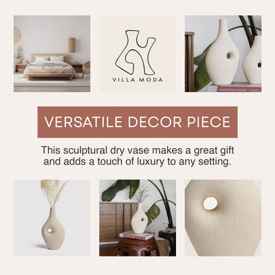 Villa Moda Silke Large Genie Decorative Modern Vase, Large, White (Open Box) - VMInnovations