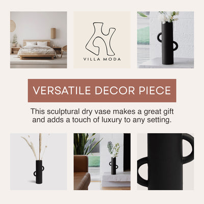 Villa Moda Ari Tube-Shaped Abstract Decorative Modern Vase, Black (Open Box) - VMInnovations