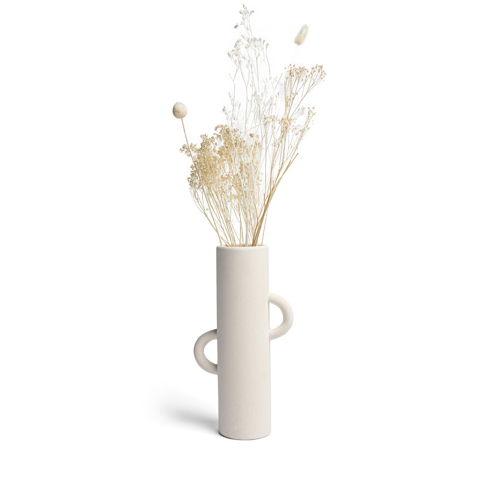 Villa Moda Ari Tube-Shaped Abstract Decorative Modern Vase, White (Open Box) - VMInnovations