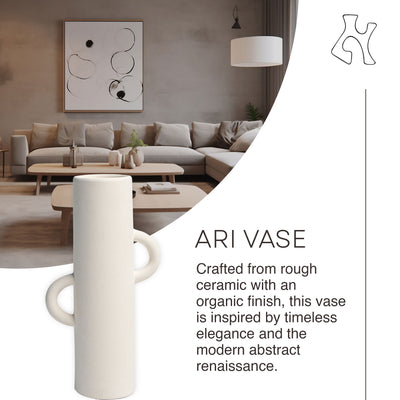 Villa Moda Ari Tube-Shaped Abstract Decorative Modern Vase, White (Open Box) - VMInnovations