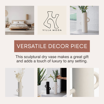 Villa Moda Ari Tube-Shaped Abstract Decorative Modern Vase, White (Damaged) - VMInnovations