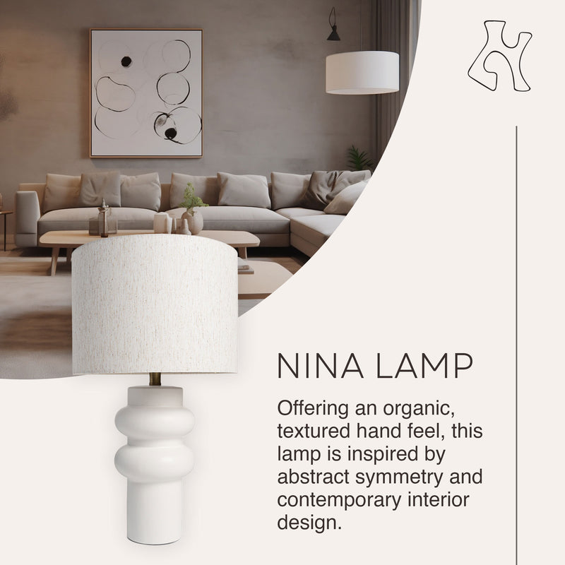 Villa Moda Nina-Hxy-1659 Table Lamp, White (Open Box)