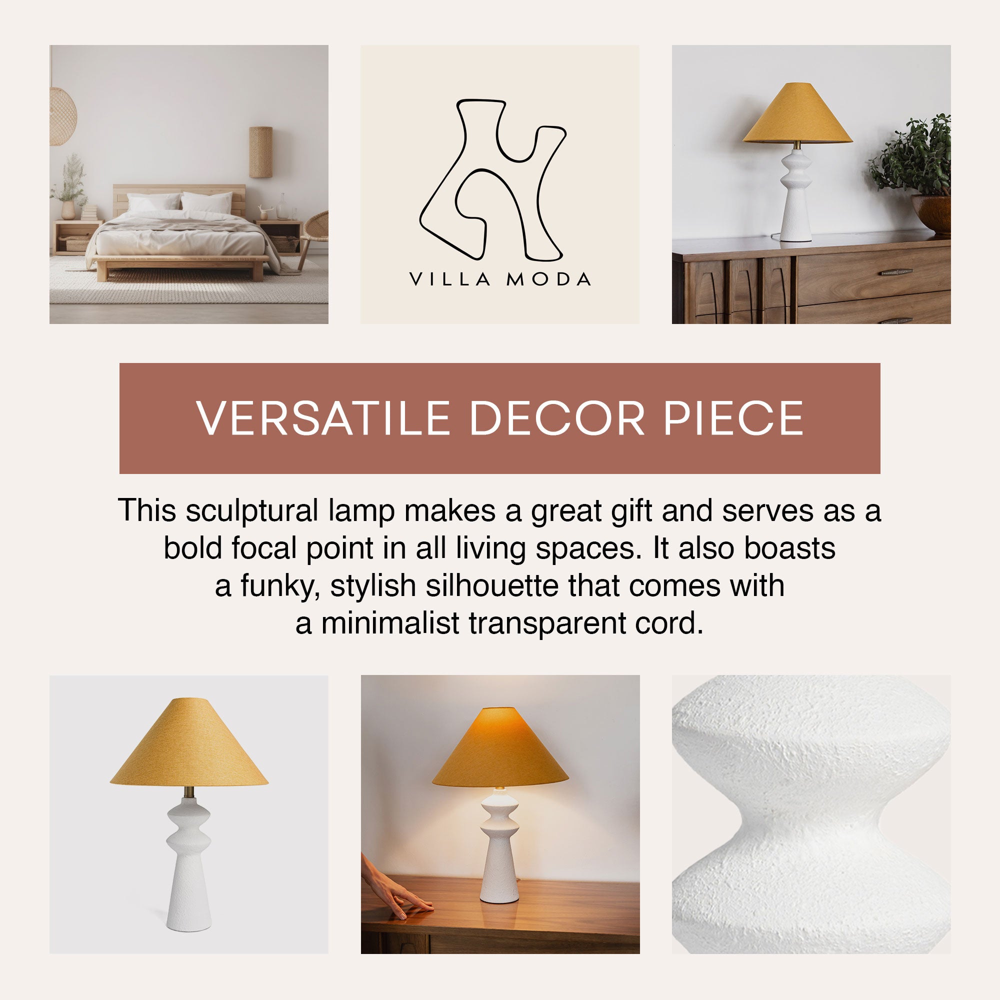 Villa Moda Henrik-Hxy 1660 Table Lamp, White (Used) - VMInnovations