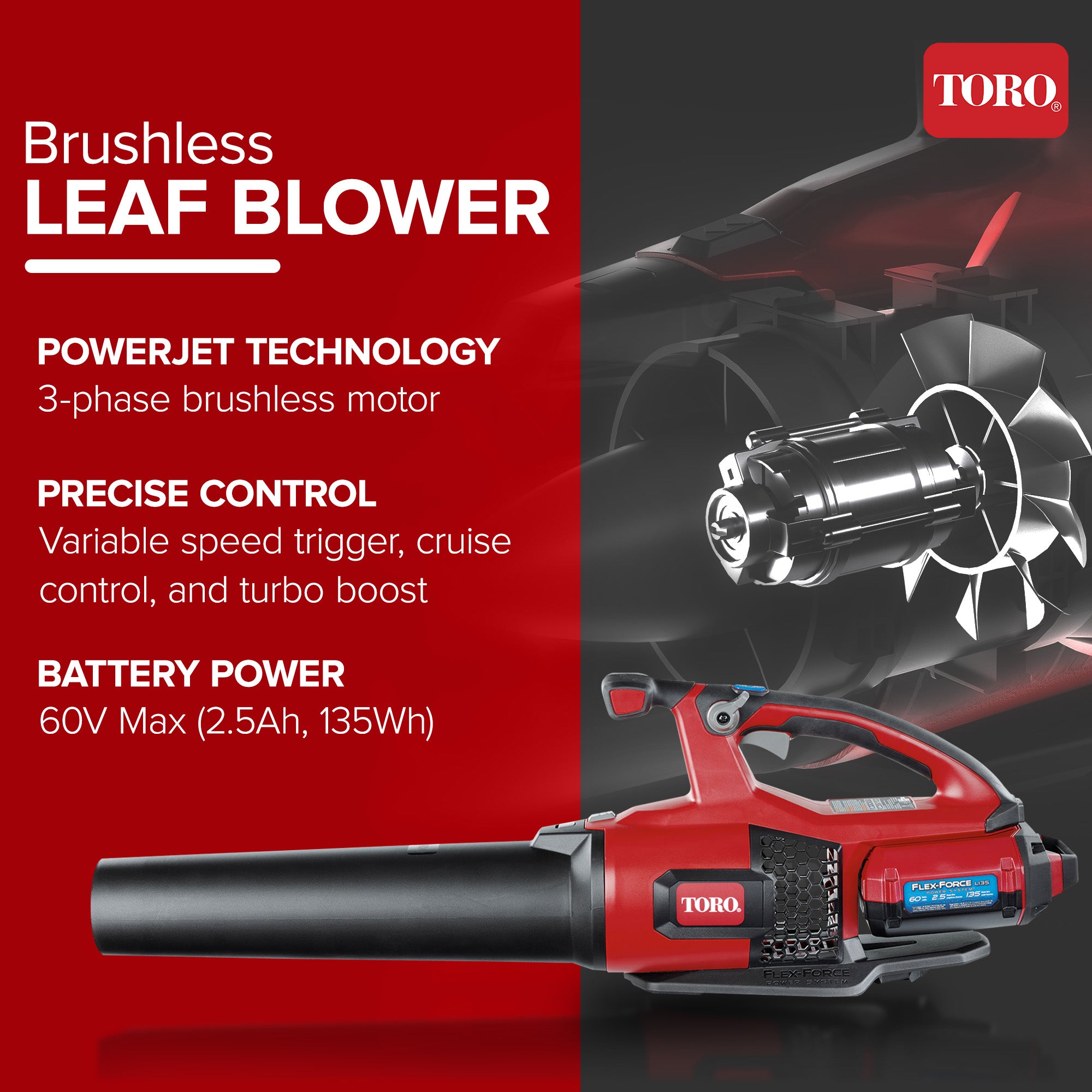 Toro 60 Volt Brushless Cordless Leaf Blower with 2.5 Ah Battery (Open Box)