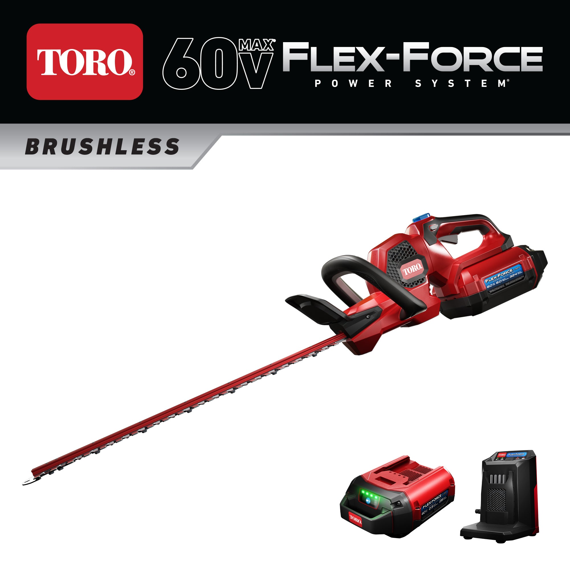 Flex Force 60V 24" Cordless Hedge Trimmer w/2.5Ah Battery & Charger (Open Box) - VMInnovations