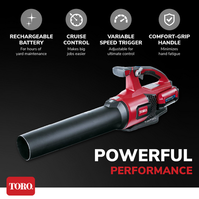 Toro 60 Volt Cordless Handheld Leaf Blower w/ 2 Ah Battery & Charger (Used)