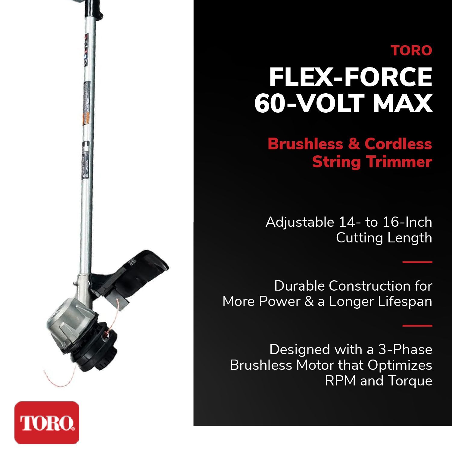 Toro Flex Force 60V Max Lithium-Ion Brushless Cordless 14/16" Trimmer(For Parts) - VMInnovations