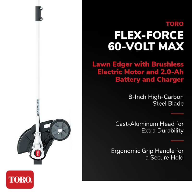 Toro Flex Force 60V Max 8" Cordless Lawn Edger w/Battery & Charger (Open Box)