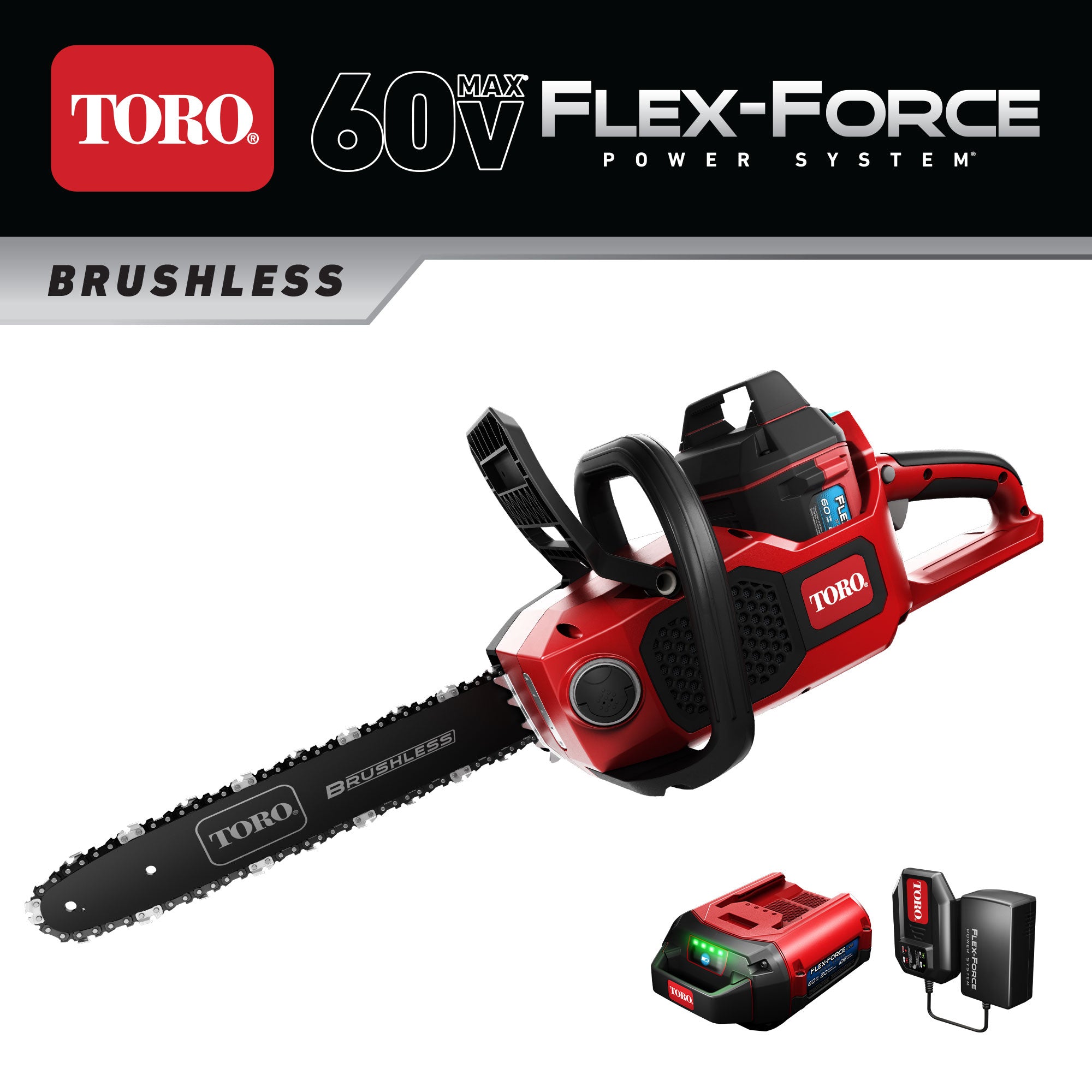 Toro Flex 60V 16" Electric Brushless Chainsaw w/2.0Ah Battery & Charger (Used) - VMInnovations