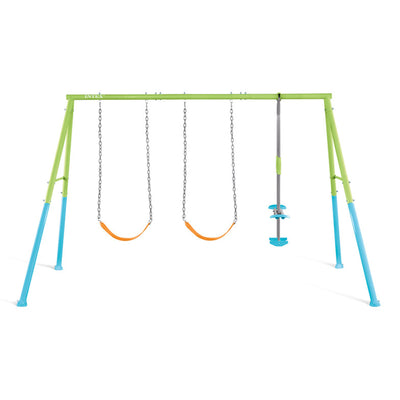 Intex Three Feature Playground Swing Set w/Trapeze Bar, Multicolor (Open Box) - VMInnovations