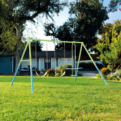 Intex Three Feature Playground Swing Set w/Trapeze Bar, Multicolor (Open Box)