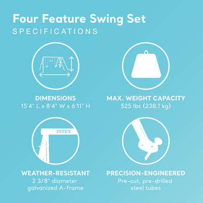 Intex 4 Activity Feature Outdoor Playground Swing Set w/Trapeze Bar(Open Box) - VMInnovations