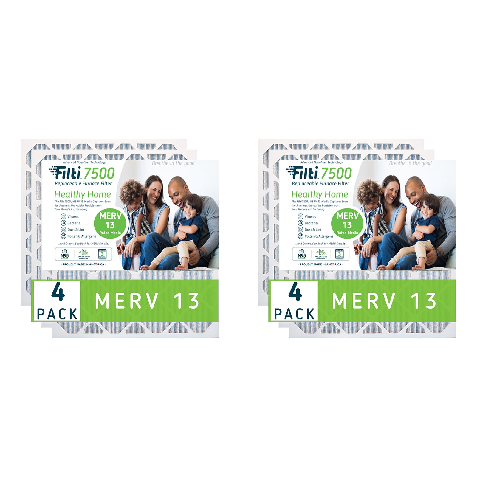 Filti 7500 16 x 20 Inch Pleated Home HVAC Furnace MERV 13 Air Filter (8 Pack) - VMInnovations